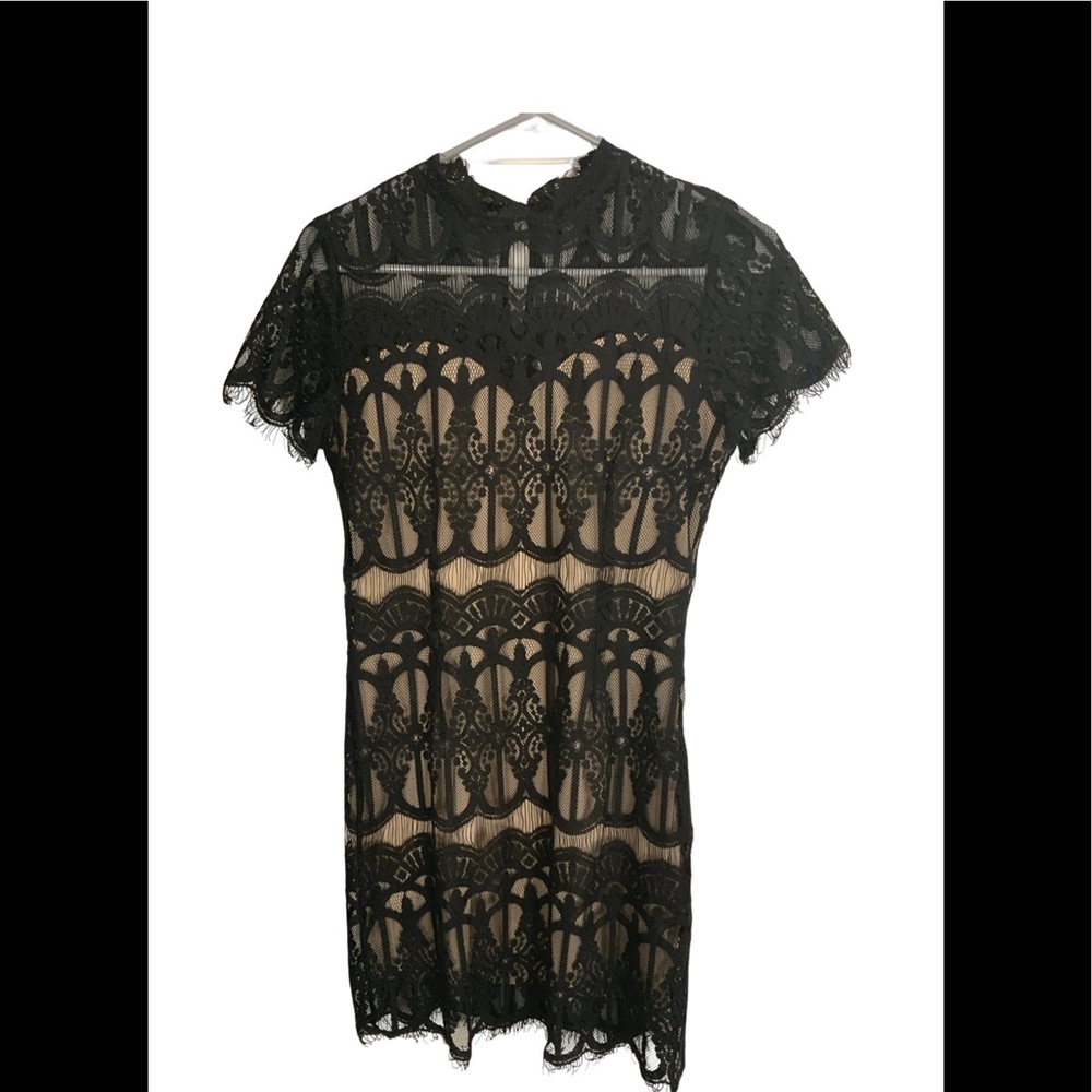 Black and Nude Lace Dress
